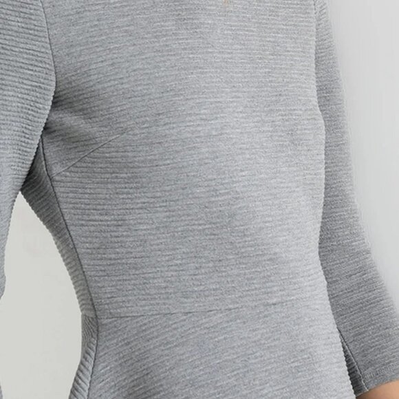 NEW! TOM TAILOR GREY RIBBED 3/4 SLEEVE DRESS SZ M - Picture 4 of 10